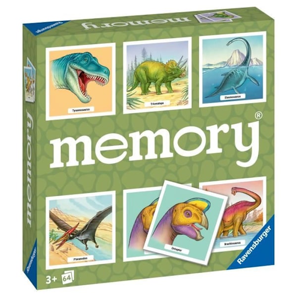 Grand memory® Dinosaurs, pedagogiskt spel, association och memorering, från 3 år, 20924, Ravensburger Flerfärgad