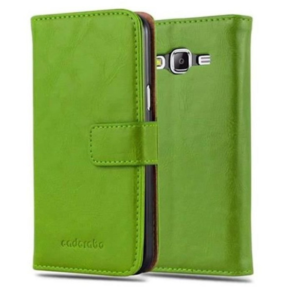 Cadorabo Fodral Samsung Galaxy J5 2015 (5) PRE LUXURY GREEN Cover Fodral Fodral Magnetskydd stöder stativ och kortplats