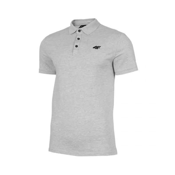4F TSM355 herr-t-shirt i grå bomull med korta ärmar och rundad krage Grå S