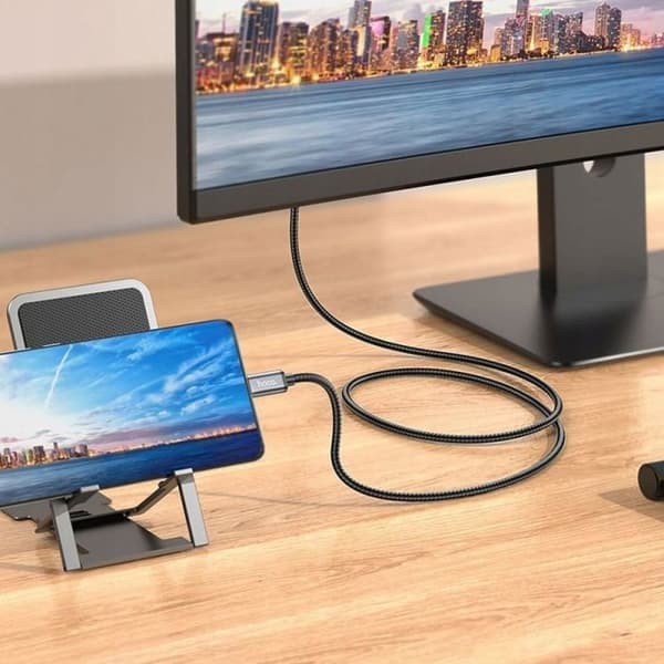 Kabel - HOCO - UA27 - Typ C till HDMI - 4K 30 Hz - 2 m grå stål stålgrå