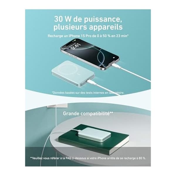 Anker MagGo Extern Batteri 10K, Slim Extern Batteri Magnetisk