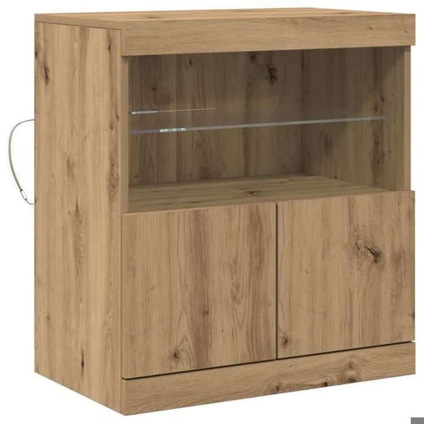 vidaXL Buffé LED Brun 60,5 x 37 x 67 cm Ingenjörsträ 863028