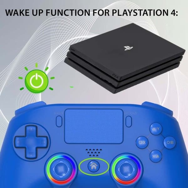 Manett - PS4 - Trådlös - LED RGB - PC Blå