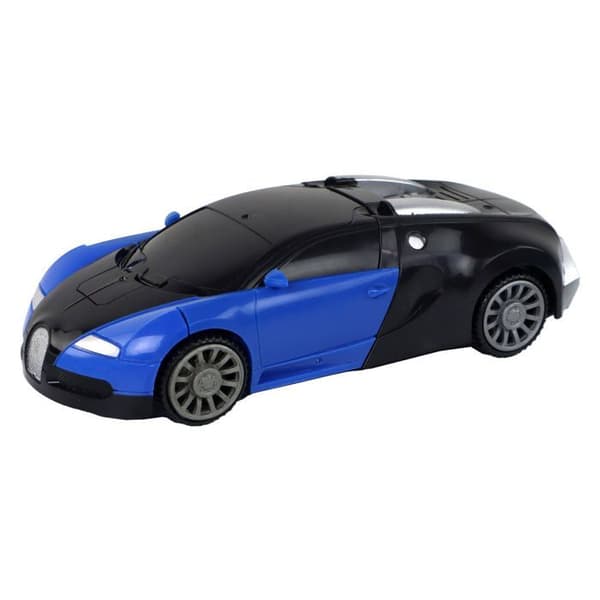 Blå Bugatti 2-i-1 Robotbil med Ljus Effekter