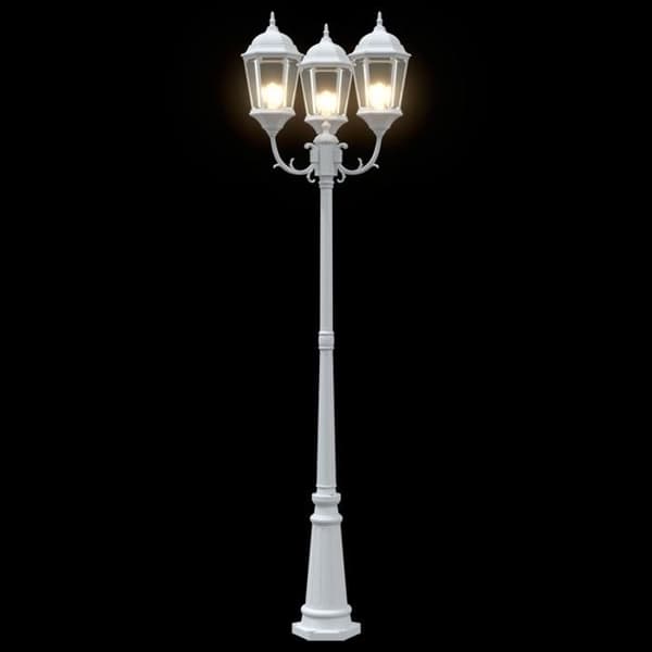Trädgårdslampa 3 lampor E27 Vit 220 cm Aluminium