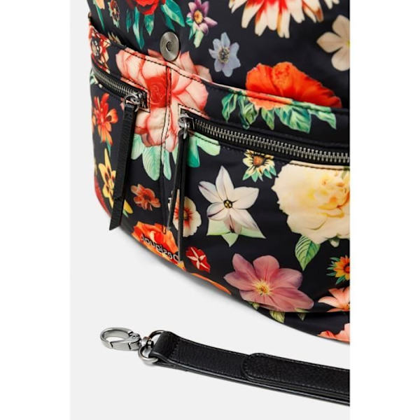 Desigual - Bohemisk axelväska för kvinnor med blommor på svart bakgrund Christian Lacroix (20waxaci) negro storlek 38 cm