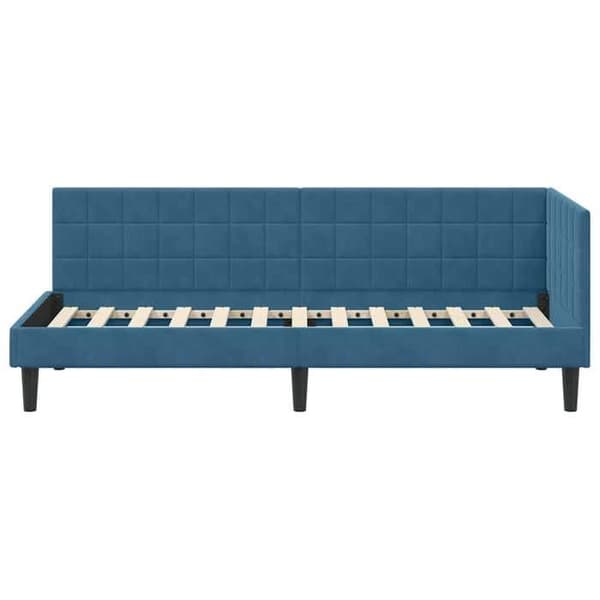 vidaXL Hörnsängram Blå 80 cm x 200 cm Sammet 42016407
