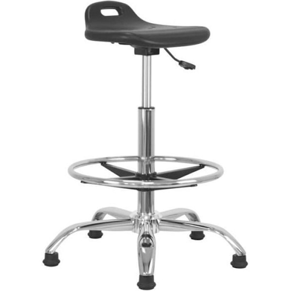 Hög Ergonomisk Kontorspall - Justerbar 55-79 cm - Fotstöd - Svart - Modern Design Svart