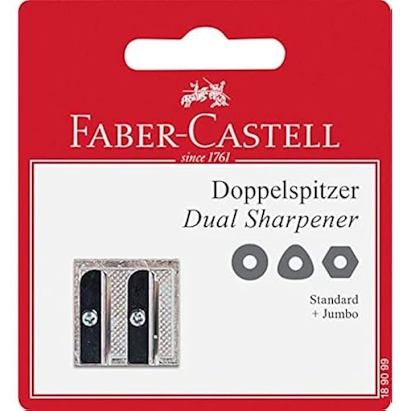 Dubbel metallisk pennvässare - FABER-CASTELL - 189099 - Färg grå - För vuxna - 1 styck Grå