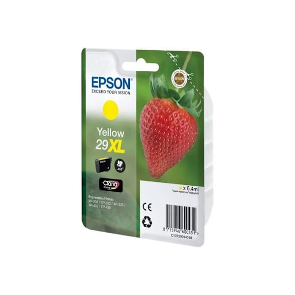 Epson 29XL 6,4 ml XL gul originalbläckpatron för Expression Home XP-235, 245, 247, 332, 335, 342, 345, 432, 435, 442,...