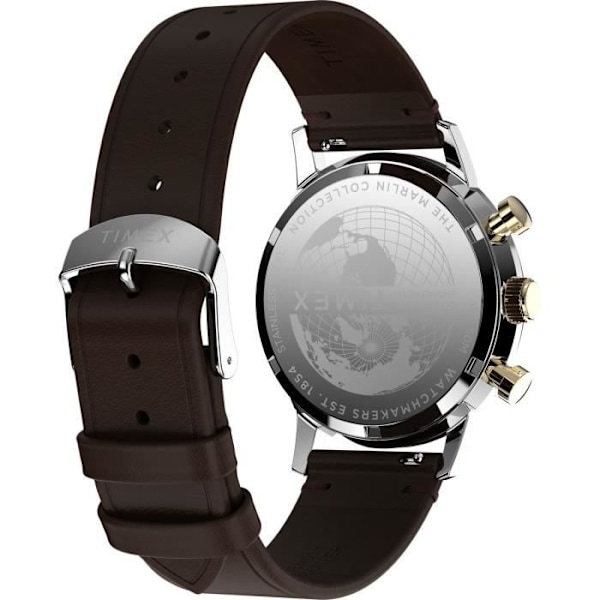 Klocka - TIMEX - TW2W60400 - Brunt Läder - Vattentålig 5 bar - 40 mm Diameter Silver, Blå, Brun