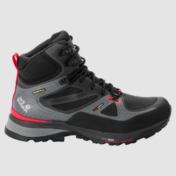 Jack Wolfskin FORCE TREKKER TEXAPORE MID trekkingskor - Svart/Röd - Herr - Storlek 42,5
