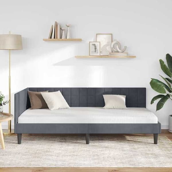 vidaXL Hörnsängram Mörkgrå 100 cm x 200 cm Sammet 42016439