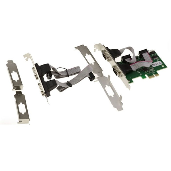 PCI Express PCIe Seriell RS232 4-portars styrkort med ASIX AX99100 Chipset. Med LÅG och HÖG PROFIL fästen