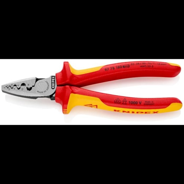 Kabelskottningsverktyg - Knipex - 97 78 180 - VDE - 0.25-16.0 mm² - Längd 180 mm
