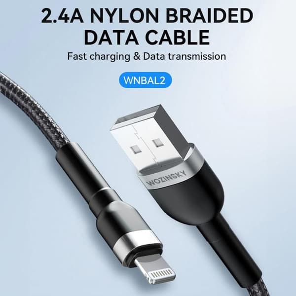 Câble Lightning Wozinsky 2,4 A 2 M För Iphone 11/12 Pro/Max Svart