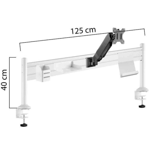 Ergonomisk Portique - Ergo Station - Skärmstöd - Vit - Justerbar Höjd - Välbefinnande