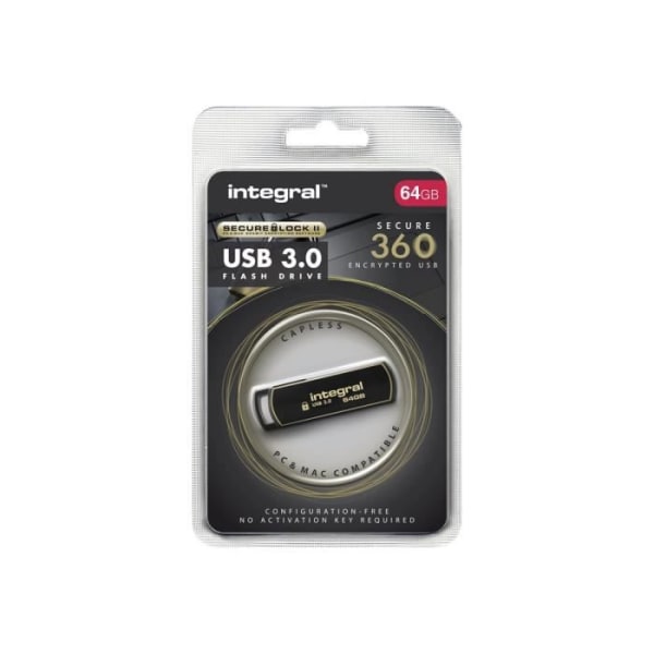 Integral Secure 360 USB Flash Drive - 64 GB - USB 3.0 - Elegant Black