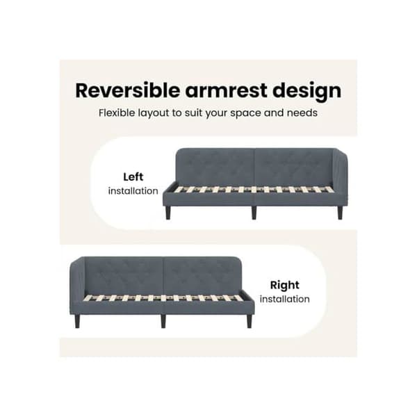 Hörn sängram i sammet - vidaXL - Mörkgrå - 90x190 cm - L-formad design - Mångsidig säng-soffa - Ribbram Mörkgrå