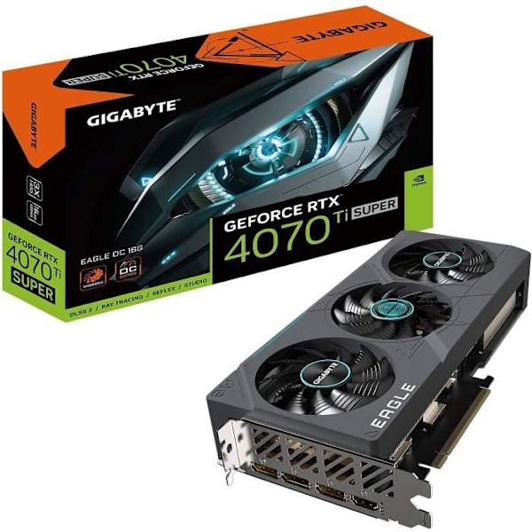 GIGABYTE GeForce RTX 4070 Ti SUPER EAGLE OC 16G grafikkort - GDDR6X - HDMI/Tri DisplayPort - DLSS 3