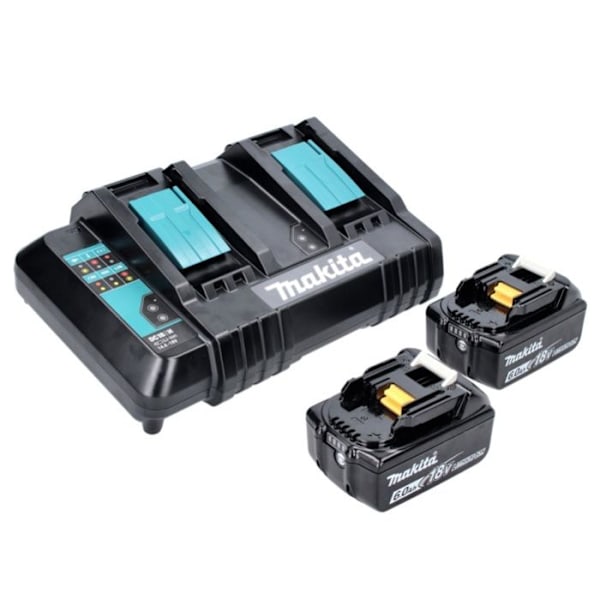 Makita Strömkälla Kit 18 V: 2x BL 1860 B Batterier 6,0 Ah + DC 18 SH Dubbel Laddare (197422-4) (199687-4)