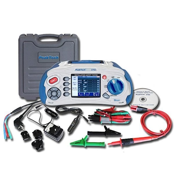 PeakTech Peak Tech VDE 0100 Elinstallationstestare med TFT-färgdisplay och Bluetooth/USB/SD-kort, 1 st, - P