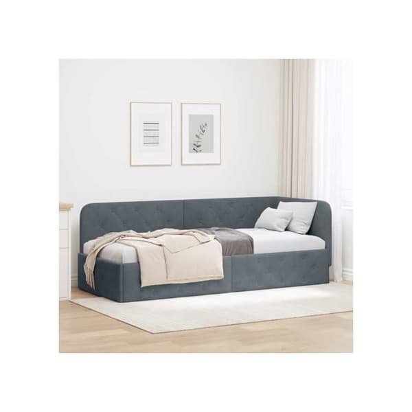 Hörngavel i sammet - vidaXL - Mörkgrå - 80x200 cm - L-formad design - Mångsidig bäddsoffa Mörkgrå