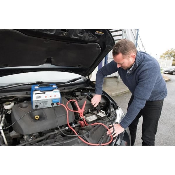 Automatisk batteriladdare - Silverline - 549095 - 12 A - 6/12 V - Boosterfunktion blått och svart