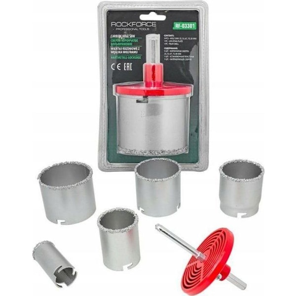 Borr - meche Rockforce - RF-03301 - Set med bor för kakel och stengods, 7 delar (33, 53, 67, 73, 83 mm)