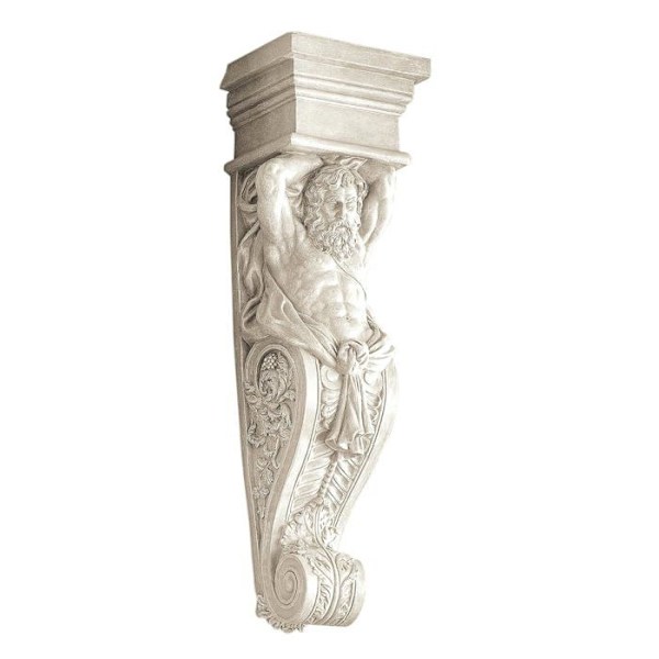 Objekt för väggdekoration Design toscano - NG30594 - Telamon väggskulptur Benvit 18 x 21,5 x 72,5 cm