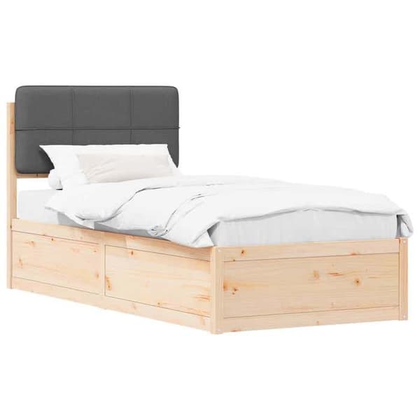 vidaXL Sängram med stoppad huvudgavel Mörkgrå 75 x 190 cm 877740