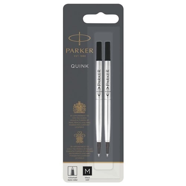 PARKER Rollerball penna refill, medium spets, svart, blister X 2 Svart bläck