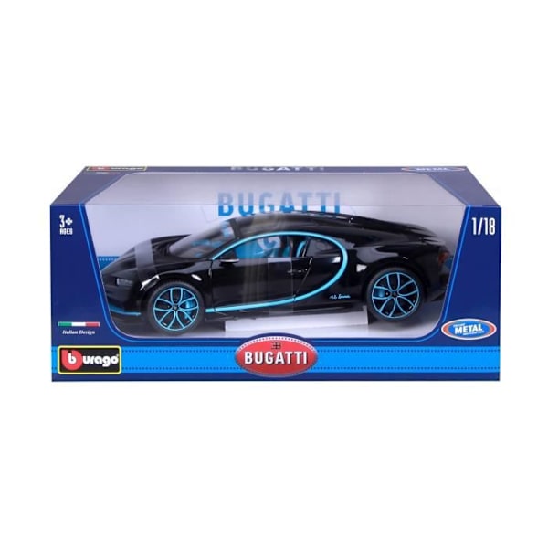 Samlarbil - BBURAGO - Svart Bugatti Chiron - Metall - 1/18:e Bugatti Chiron svart