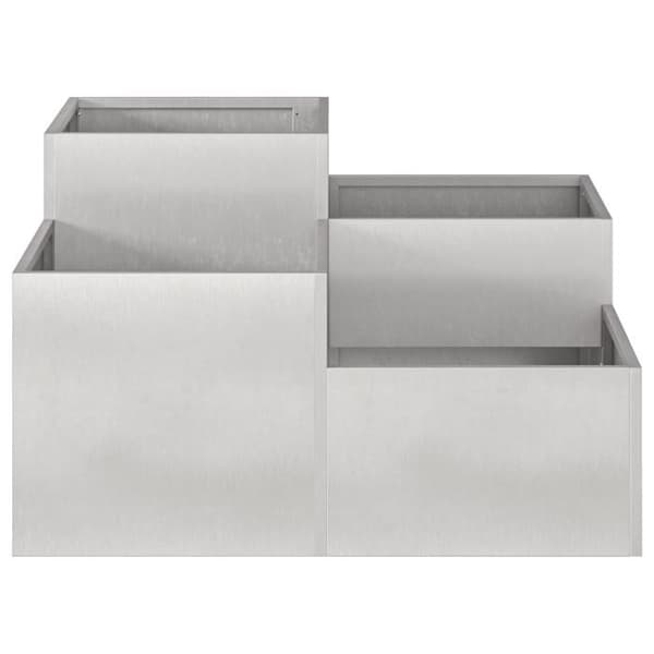 Planteringslåda - Rostfritt stål - 100x100x48 cm - Silverfärgad - Modern design Silver