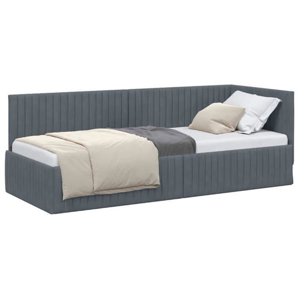 Vinkelbäddram i sammet - vidaXL - 80x200 cm - Mörkgrå - L-format design - Mångsidig soffbed Mörkgrå