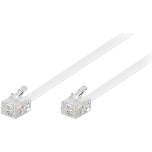 Telefonkabel RJ-11 (P) till RJ-11 (P) 15 m platt vit - goobay