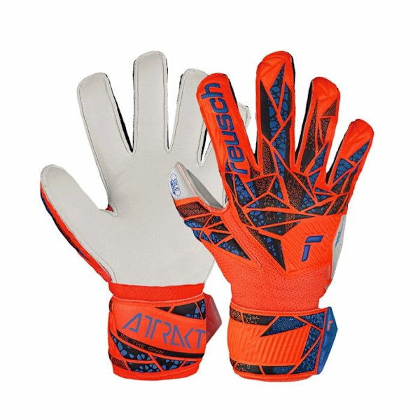 Målvaktshandskar - Reusch - Attrakt Solid - Junior - Hyper orange/elektrisk blå - Fingerstöd hyper orng/elec blå 8