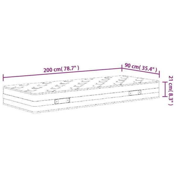 vidaXL Bonnell resårmadrass Medium 90x200 cm 372955