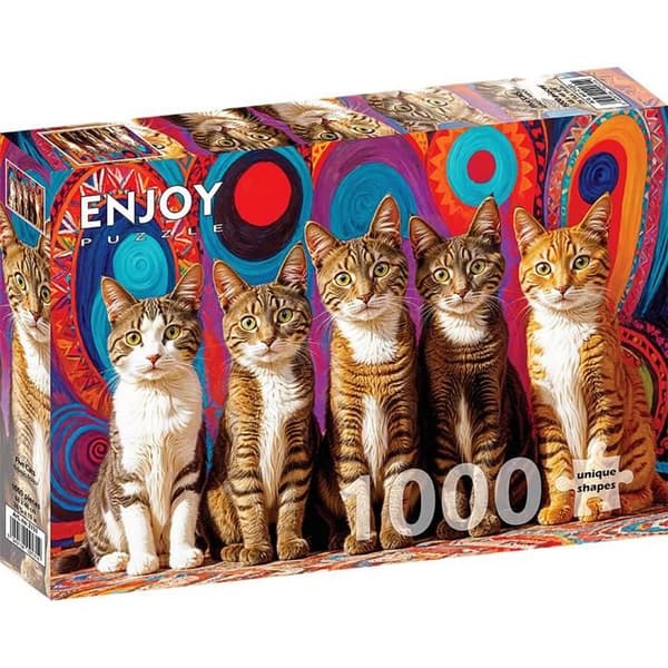 Pussel 1000 Bitar: Fem Katter