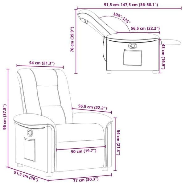 vidaXL Recliner Grått Tyg 4015617
