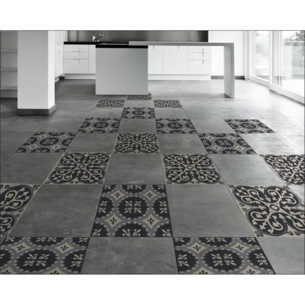 Homestaging kakellim för golv, grå cement, x2, 30 cm X 30 cm