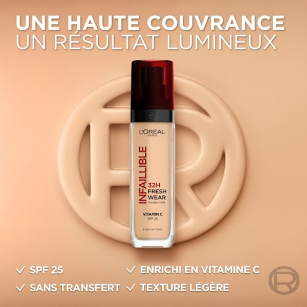 Foundation - L'OREAL PARIS - Ofelbar - Långvarig 32H - Porslin