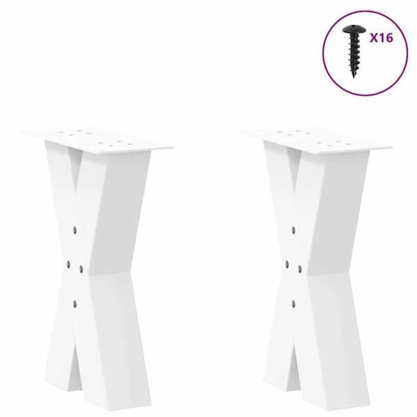 vidaXL X-formade soffbordben, 2 stycken, vit, 38 x (42-43) cm, stål 4012953