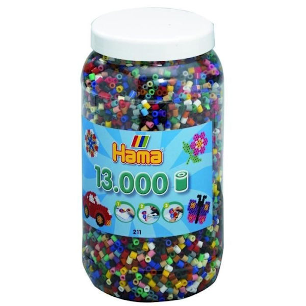 Kruka med 13 000 HAMA-pärlor - 22 färger - Utvecklar barns kreativitet och fingerfärdighet Flerfärgad