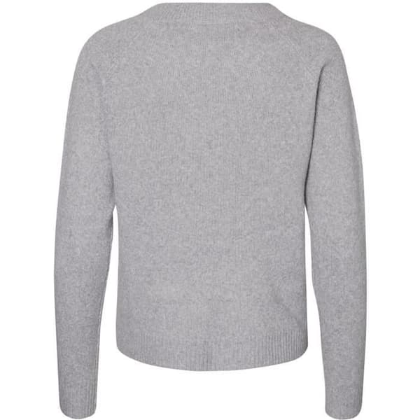 VERO MODA stickad tröja - Dam - Grå - Rundad fåll och ribbade detaljer Grå XXL