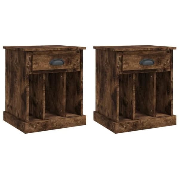 vidaXL Sängbord 2 st Rökt Ek 43x36x50 cm 816355