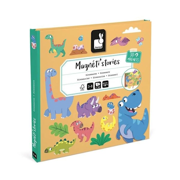 Magnéti'Stories Dinosaurier - Magnetiskt utbildningsspel 30 magneter - Barnleksak i FSC-kartong - Från 3 år färgrik