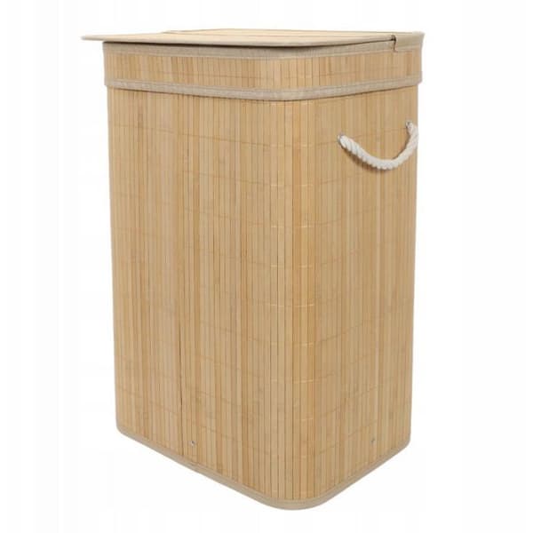 Tvättkorg - GOCKOWIAK - Cube - 80 l - Bambu - Beige - Lock