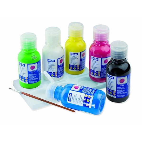Milan gouachefärg - 3406 - Kartong med 6 flaskor gouache à 125 ml olika färger
