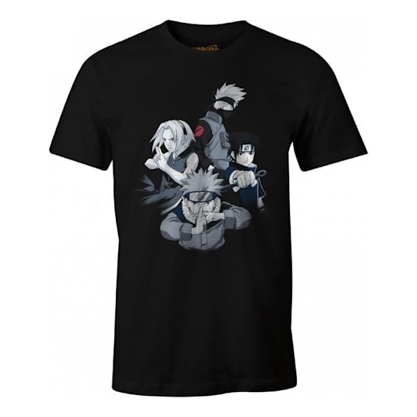 T-shirt - Naruto - Kakashi - Rund hals - Korta ärmar - 100% bomull Svart M